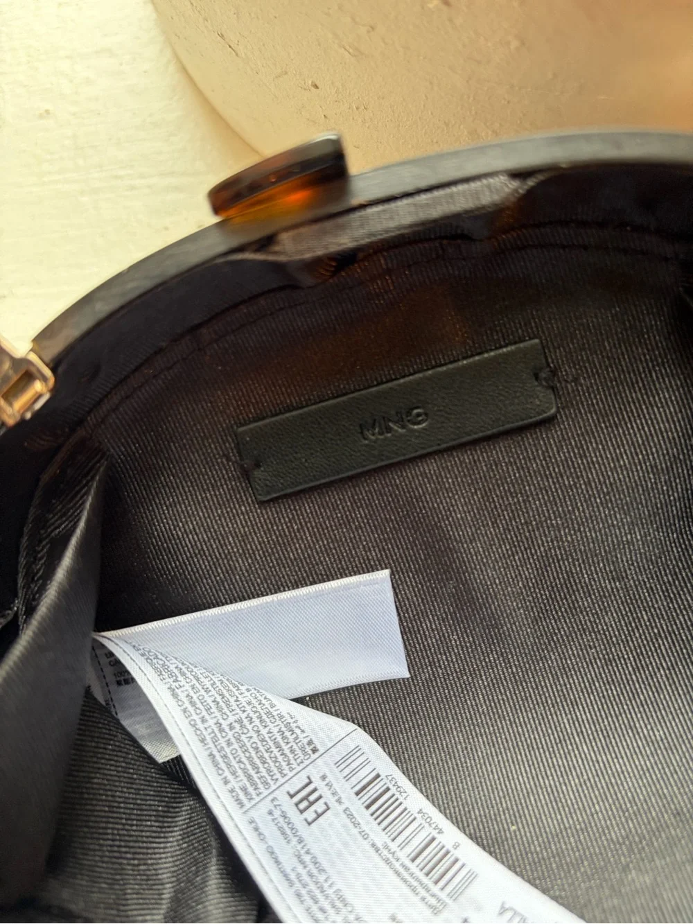 Mango Tortoiseshell Oval Clutch with Gold Chain Strap